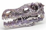 Polished Chevron Amethyst Dinosaur Crystal Skull - Ferocious! #218499-4